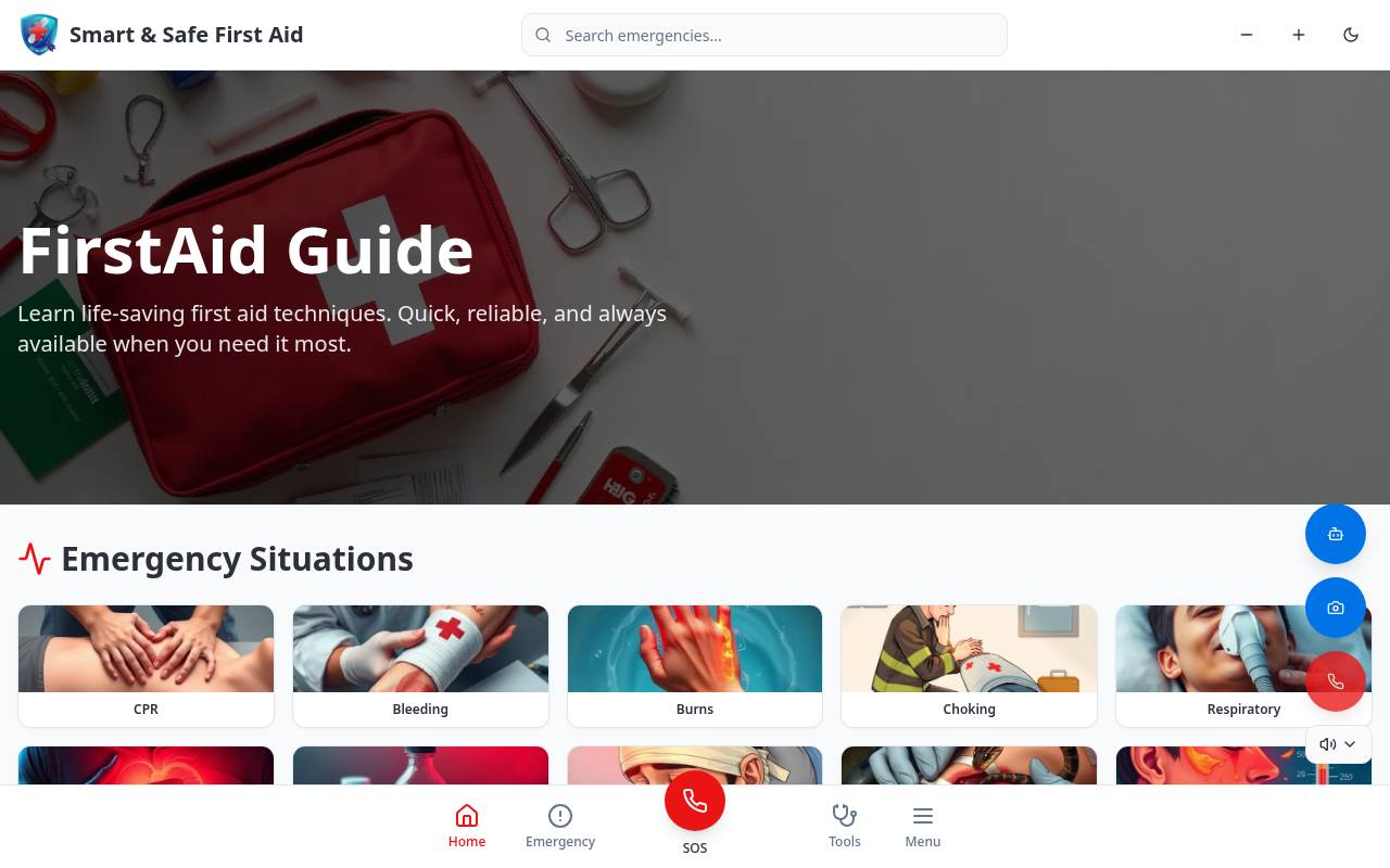 FirstAid website homepage