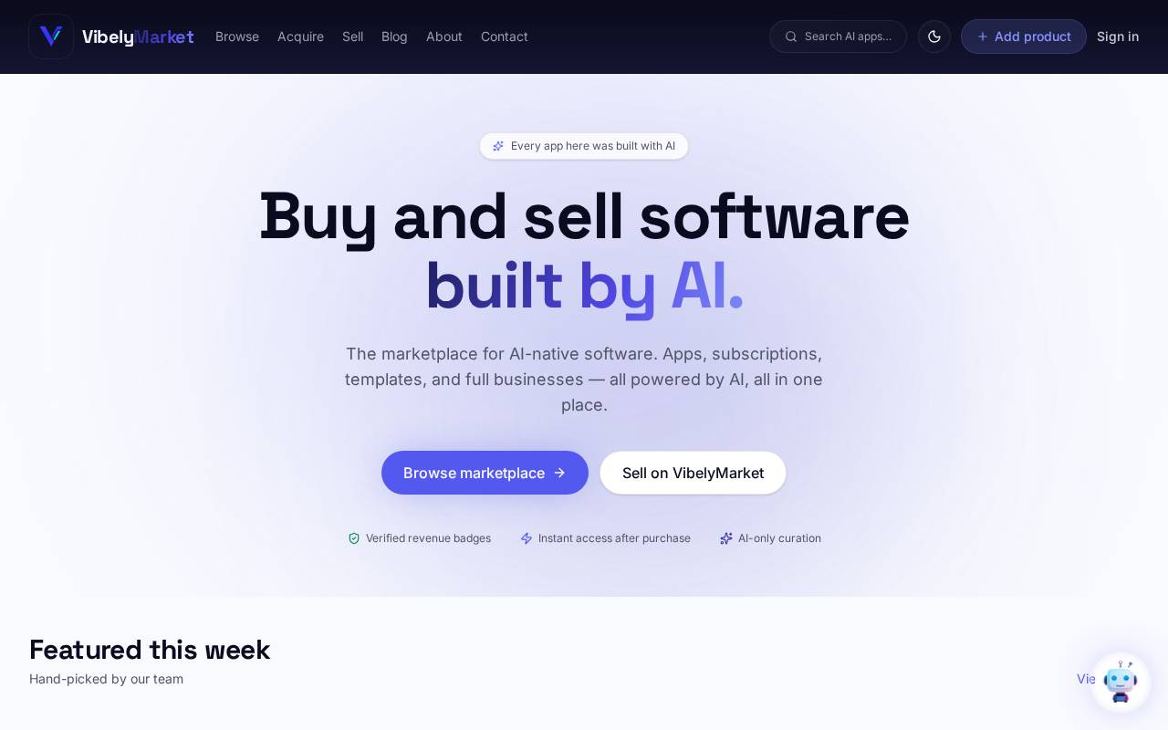 Vibelyflow Market website homepage